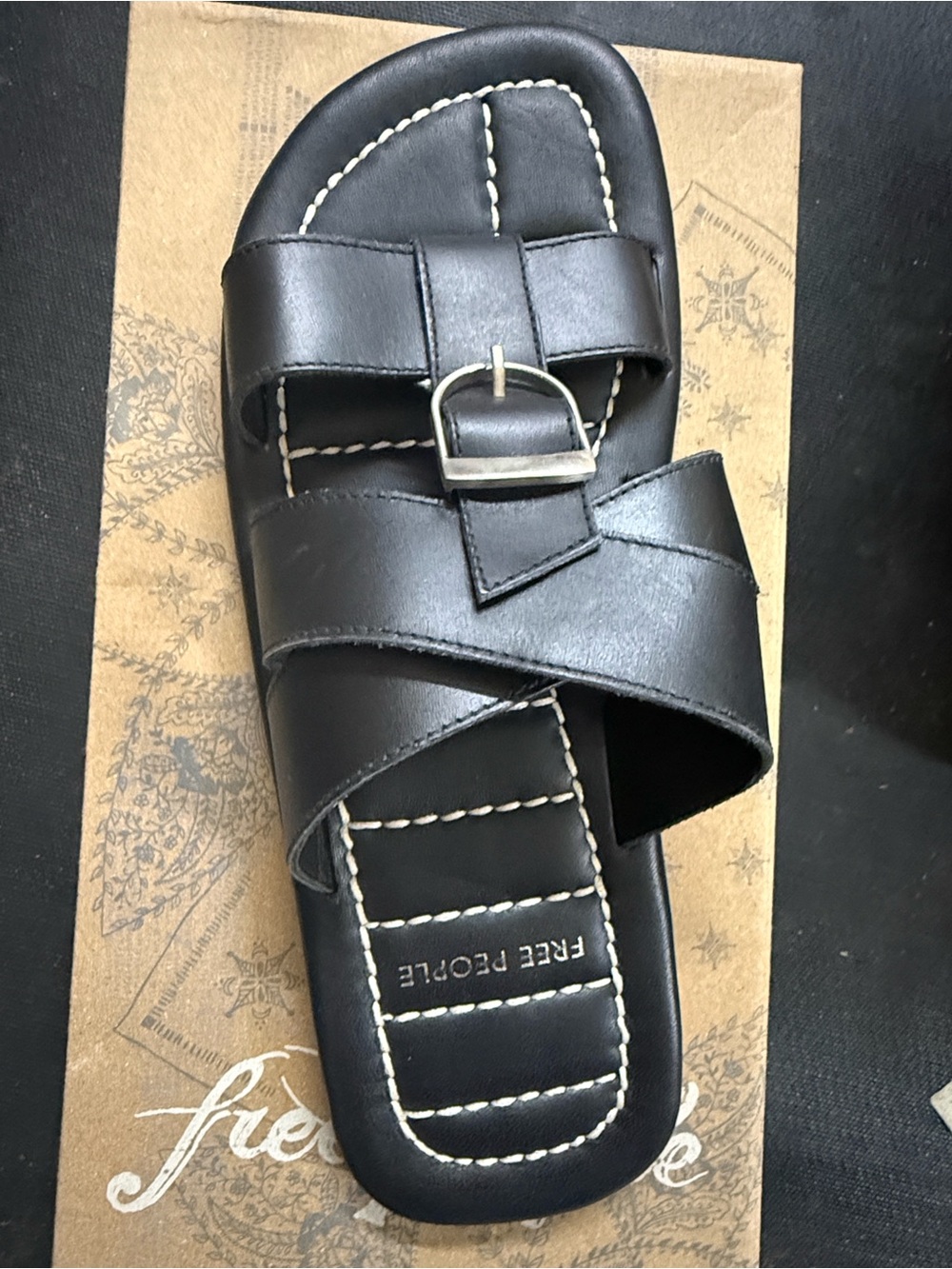 Free People Sloan Buckle Black Leather Slide
